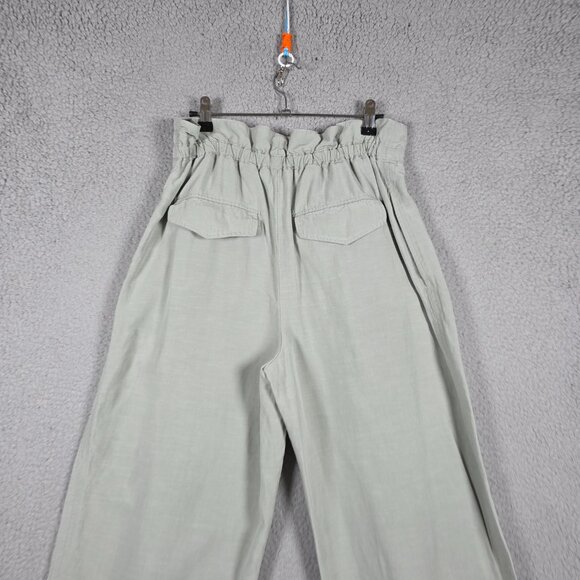 Club Monaco Pull On Pant Size 6 Wide Leg Woven Linen Cropped Relaxed Chic - Picture 5 of 12